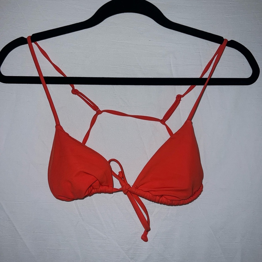 LA Hearts by PacSun Red Tie Front Triangle Bikini Top